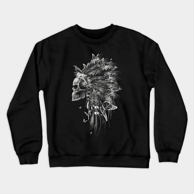 Native American Chief Skull Crewneck Sweatshirt by GNDesign